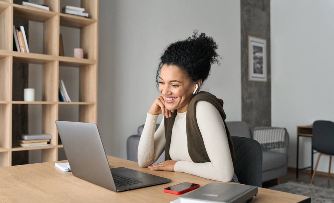 Woman Having a Video Call on Laptop